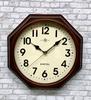 Santel Natural Wood Retro Octagonal Wall Clock Antique Brown Japanese-made (Arabic Numerals) QL713-A