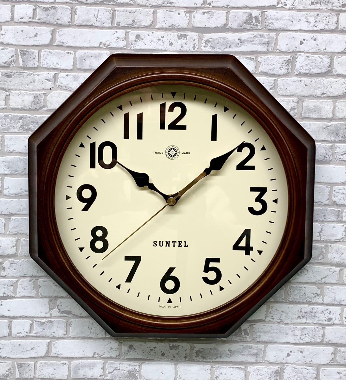 Santel Natural Wood Retro Octagonal Wall Clock Antique Brown Japanese-made (Arabic Numerals) QL713-A коричневый