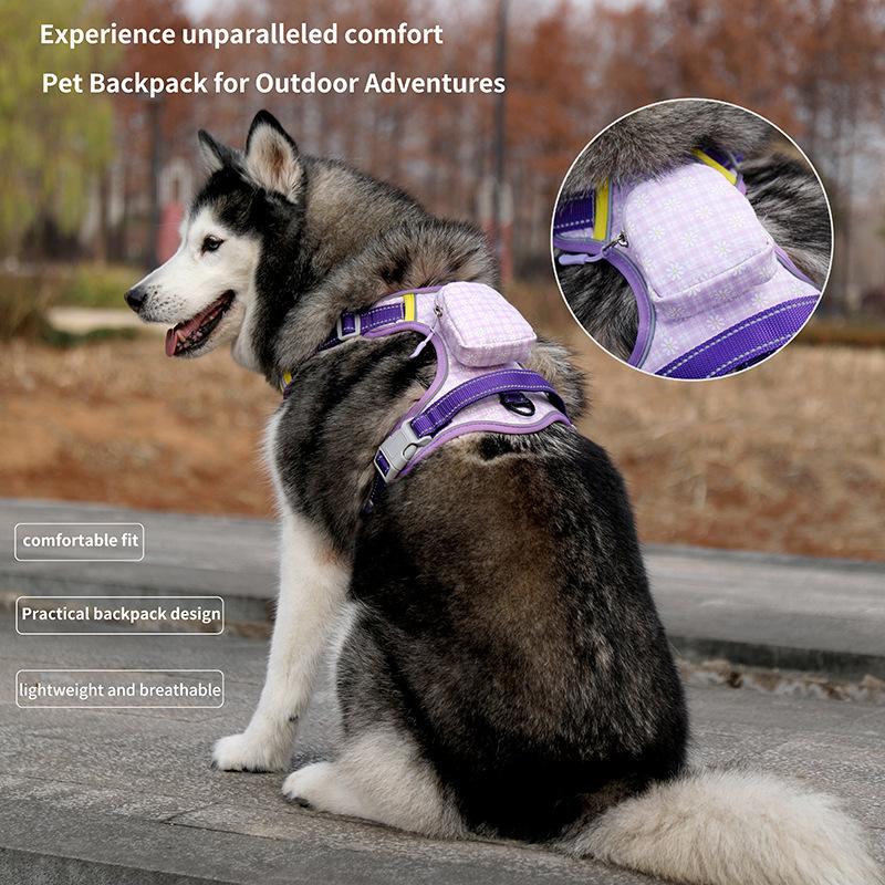 Dog Chest and Back Harness with Back Collar Style Leash for Outdoor Dog Walking Pet Chest and Back Harness