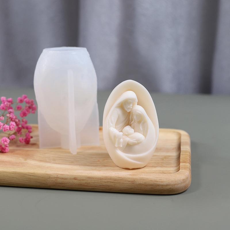 Catholic Holy Family Candle Mold Jesus Virgin Mary Figurine Silicone Mould Handmade 3D Gift Christmas Home Decoration Diy Molds