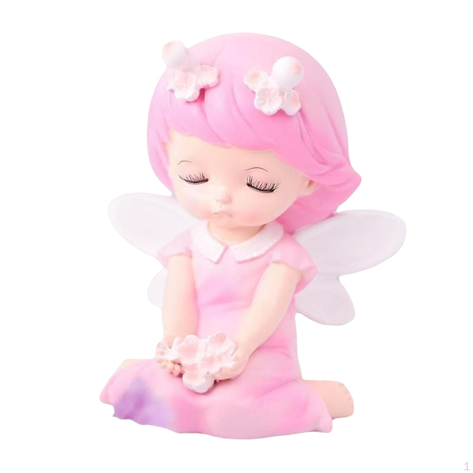 

Фигурка девушки с рогами, очаровательный ангел с маленькой милой мультяшной декоративной статуей, скульптурой для Pink L