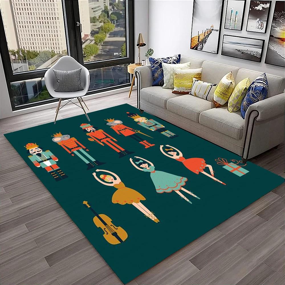 3D Nutcracker Christmas Tree Cartoon Carpet Rug for Home Living Room Bedroom Sofa Playroom Doormat Decor,kids Non-slip Floor Mat