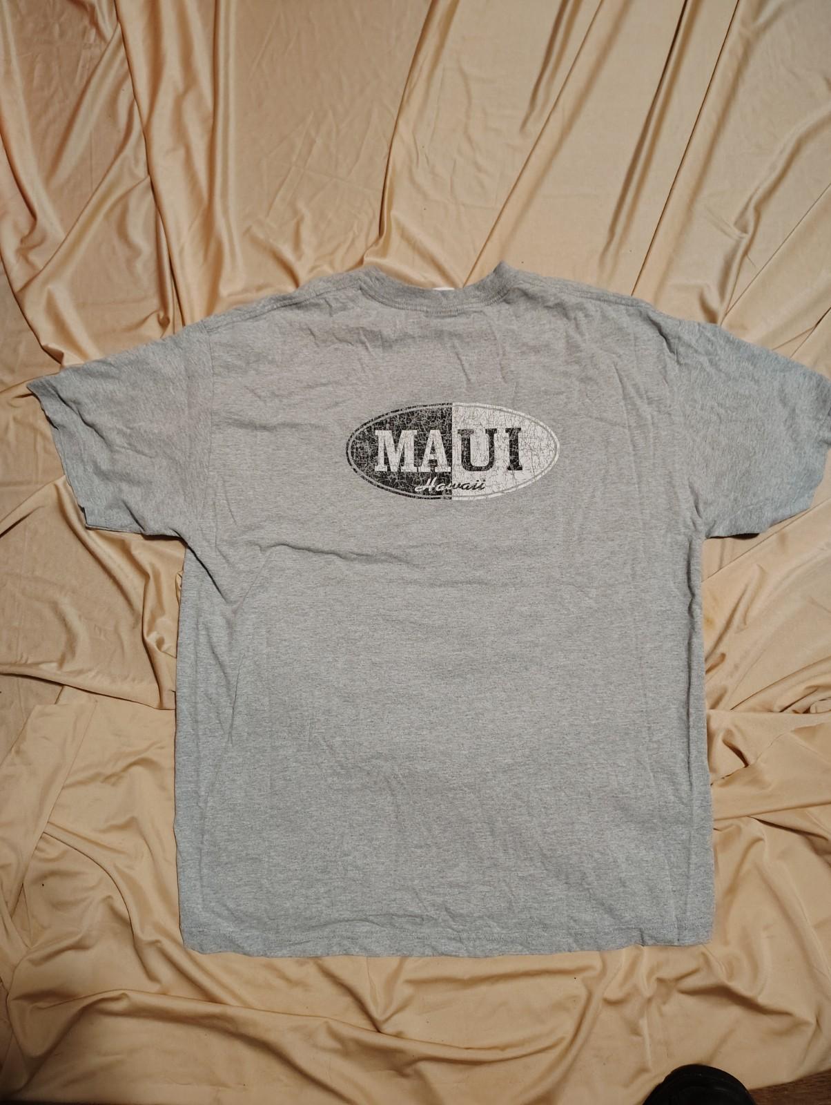 Vintage T-shirt Men XL Maui Hawaii 90s Gray Striped Logo Vacation Skateboarding S