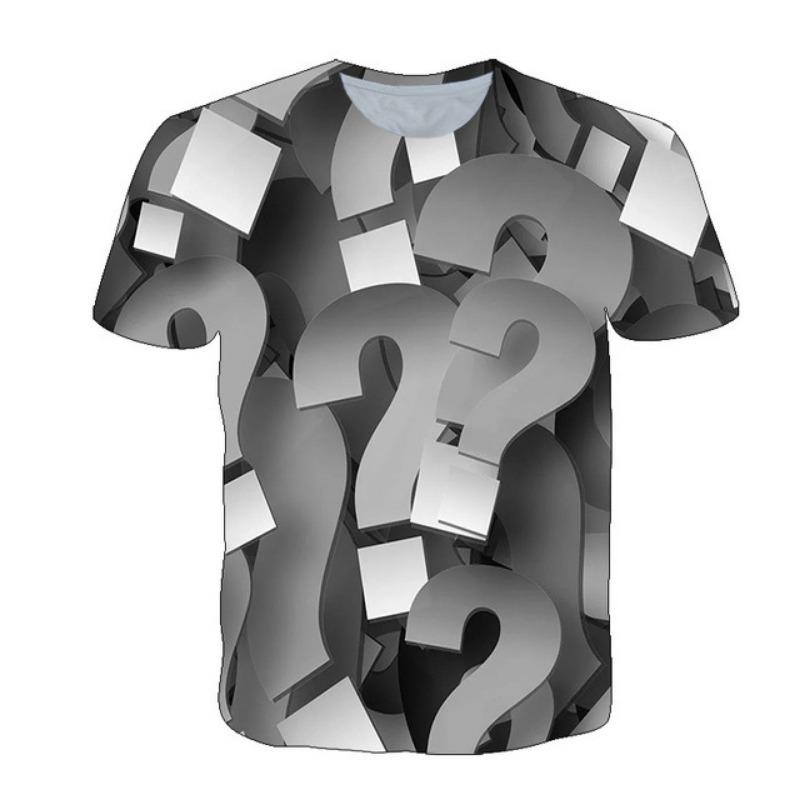 

Red Line Question Mark Pattern 3D Digital Printed Short Sleeved T-shirt for Men Women Shirt L