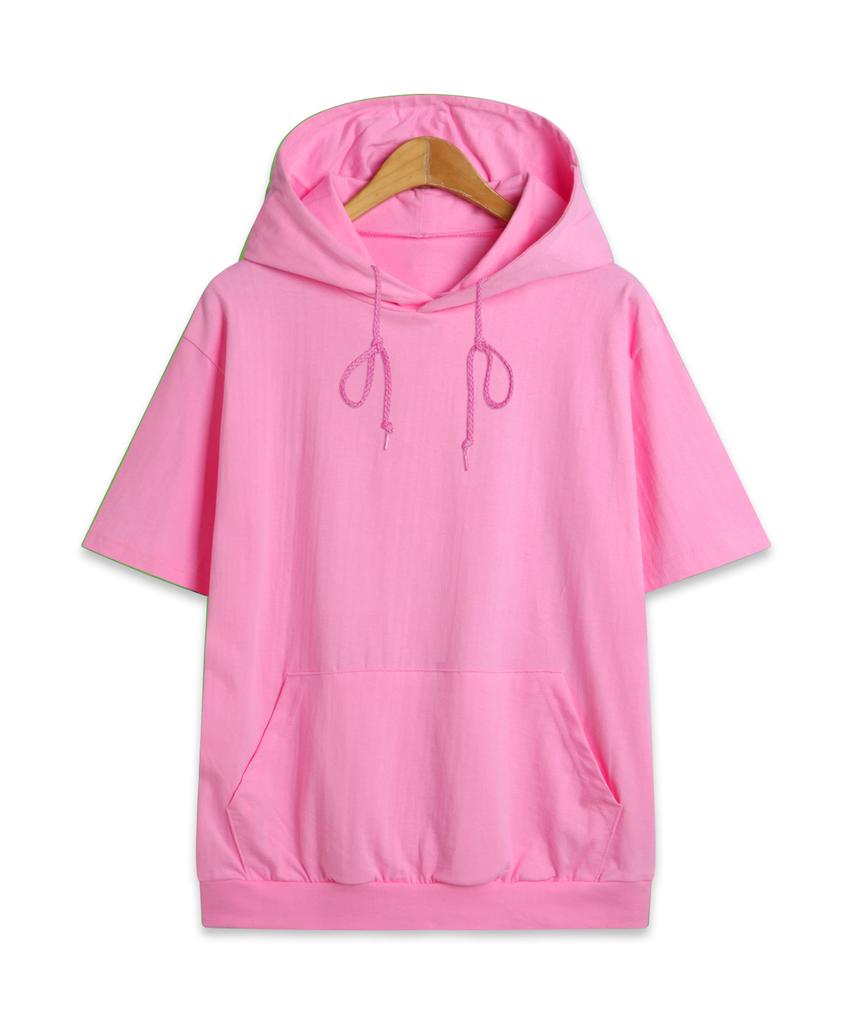 Basic Standard 20-Count Hooded Short-Sleeve T-Shirt Light Pink