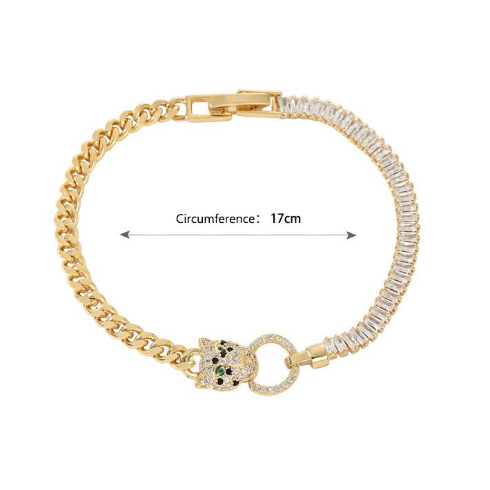 Leopard Head Bangle Crystal Bracelets for Women, Micro Pave CZ Exaggerated Statement Jewelry, Elegant Light Luxury Bracelet