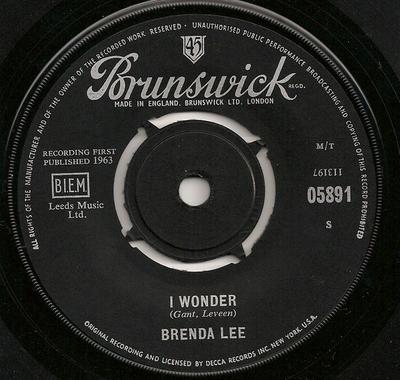 7inch Record BRENDA LEE - I Wonder 05891 Brunswick 1963 UK Pop Used