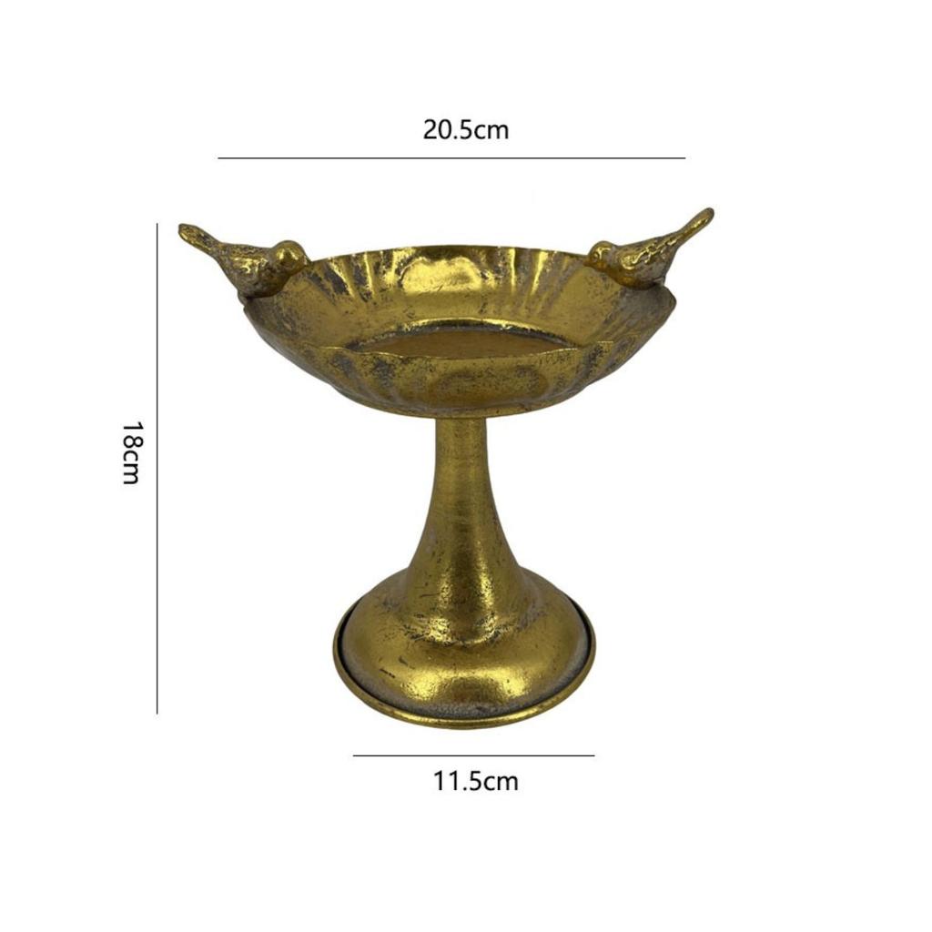 Pedestal Planter Open Top Design Ornate Metal Vase with Base for Tabletop Display, Dining