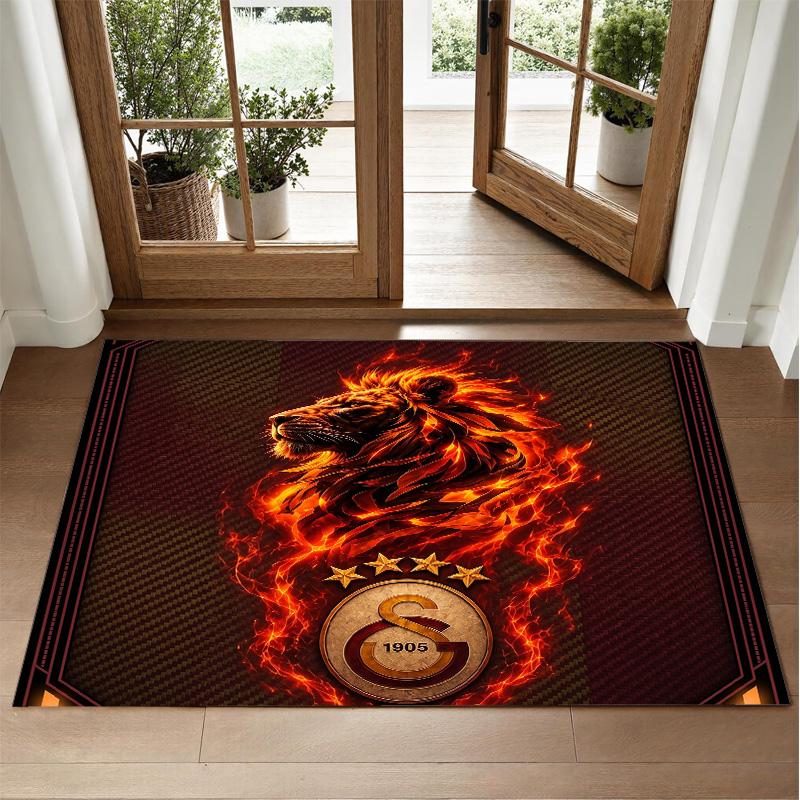 Galatasaray FC Design Crystal Velvet Rug Soft Decorative Mat for Bedroom Entrance