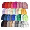 Custom Logo Angora Wool Knitted Beanie Hat Winter Soft Warm Fluffy Rabbit Fur Plain/Striped Women Wholesale OEM