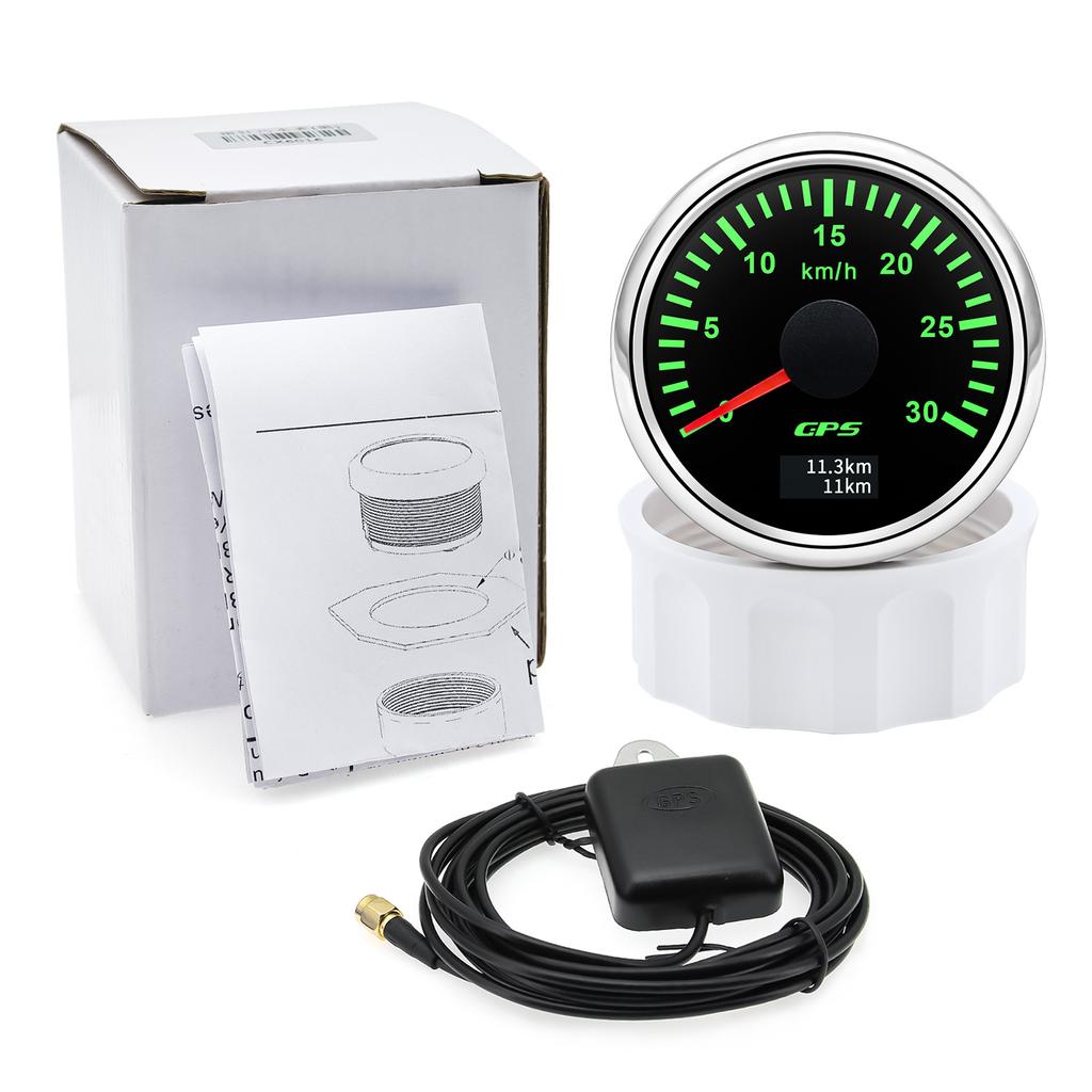 52mm GPS Speedometer 30/60/80/120/200 KMH Speed Meter With GPS Antenna For  Marine Boat Car 7 Color Backlight Odometer 12V 24V