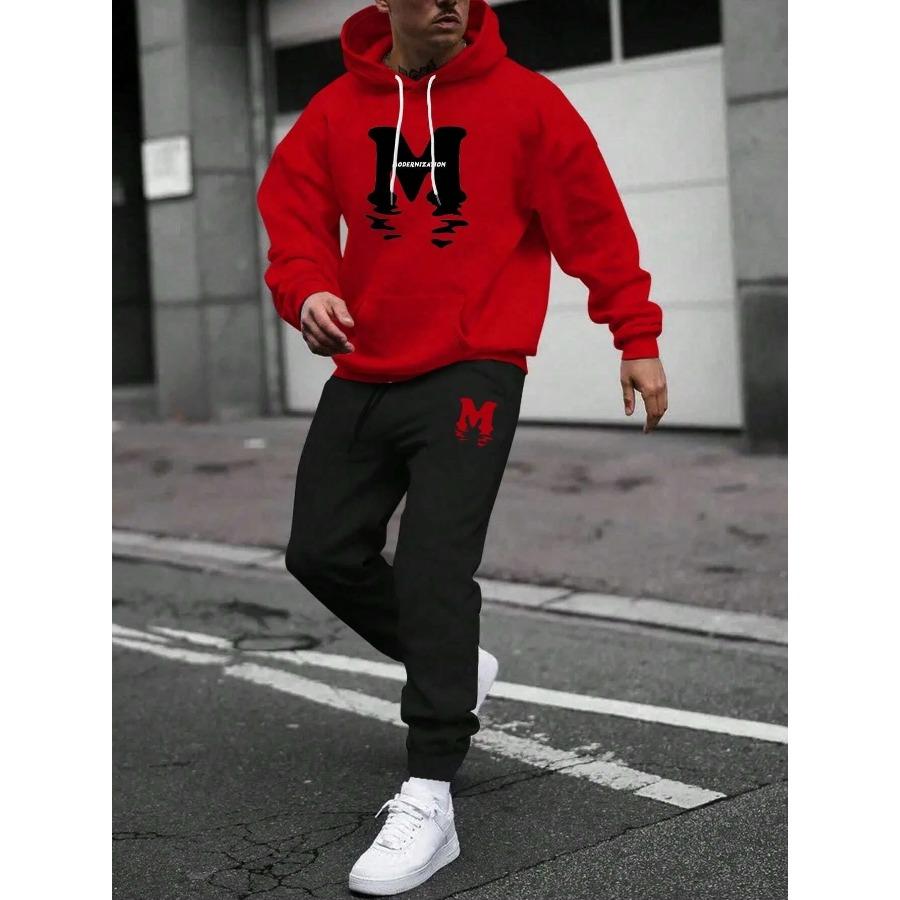 Herbst Winter Zweiteiliges Set für Männer Kordelzug Damen Trainingsanzug mit Kapuze Qualität Bequemer Casual Pullover Mode Täglich