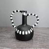 Elegant Black and White Striped Resin Vase for Home Decor