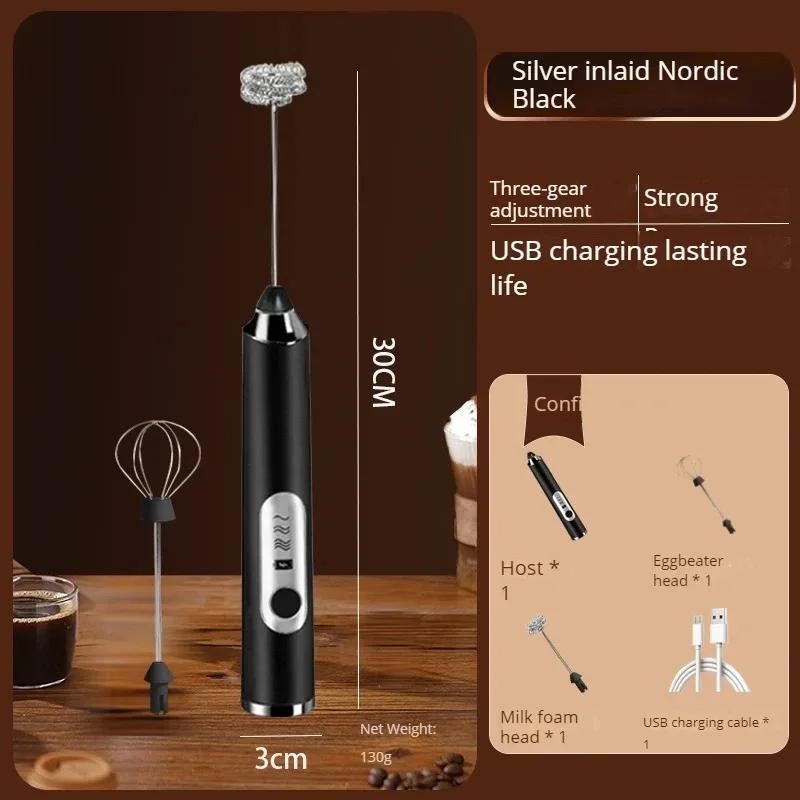 Handheld Doppelstab Kabelloser Schneebesen Vanillepudding Aufschäumer Mini Tragbarer Mixer Kaffee Milch Drei Geschwindigkeitsstufen Eischnee Geschlagen USB