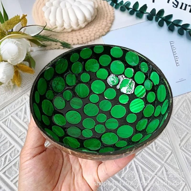 Vietnamese Coconut Shell Bowl Decorative Serving Dish Snacks Nuts Candy Home Decor Storage