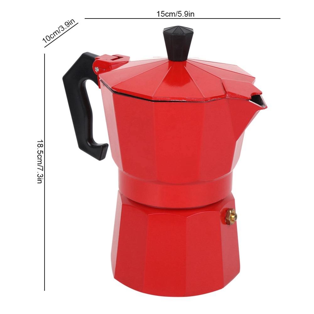 Red Moka Pot Aluminum Italian Coffee Maker Coffee Supplies Coffee Maker  Coffee Making