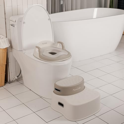 MomnLittle Toilet Seat and Step Set, 2-Step Toilet Trainer, Non-Slip Potty Step for Toddlers and Toilet Training (Toilet Seat and Step Set)