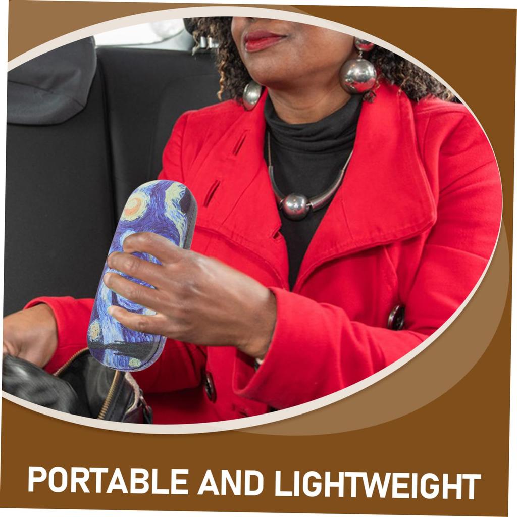 Hard Shell Eyeglasses Case Leather Glasses Case Sunflower Starry Night Painting Sunglasses Holder Eyewear Glasses Container