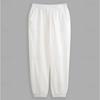 Cotton and Linen Nine Cropped Pants Beach Pants Pocket Drawstring Elastic Waist Solid Color Comfortable and Breathable  Men’s Casual Pants