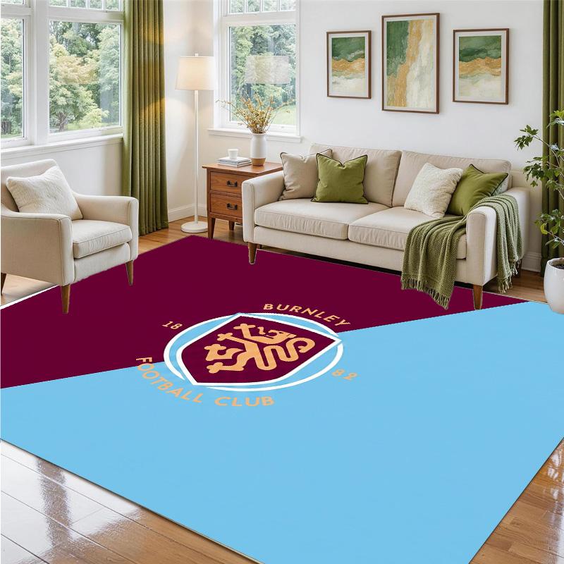 Burnley Football Design Crystal Velvet Rug Soft Decorative Mat for Bedroom Entrance