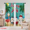2pcs,2D plane printing Minimalist Curtains Flamingo & Snowman Tropical Ocean Polyester Woven (without rod) Home Decor Perfect