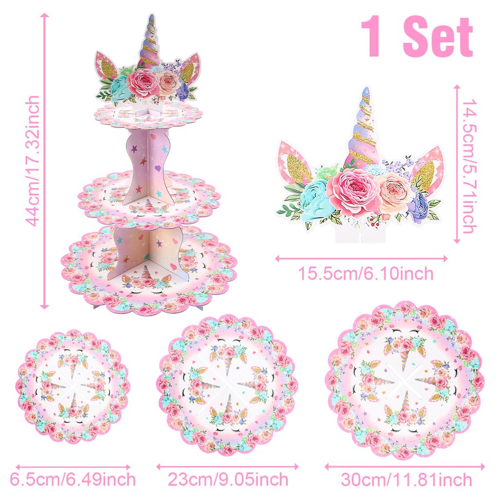 Cake Display Stand Jungle Mermaid Birthday Party Decorations Kids Dessert Holder Cake Tray Butterfly Baby Shower Cupcake Support