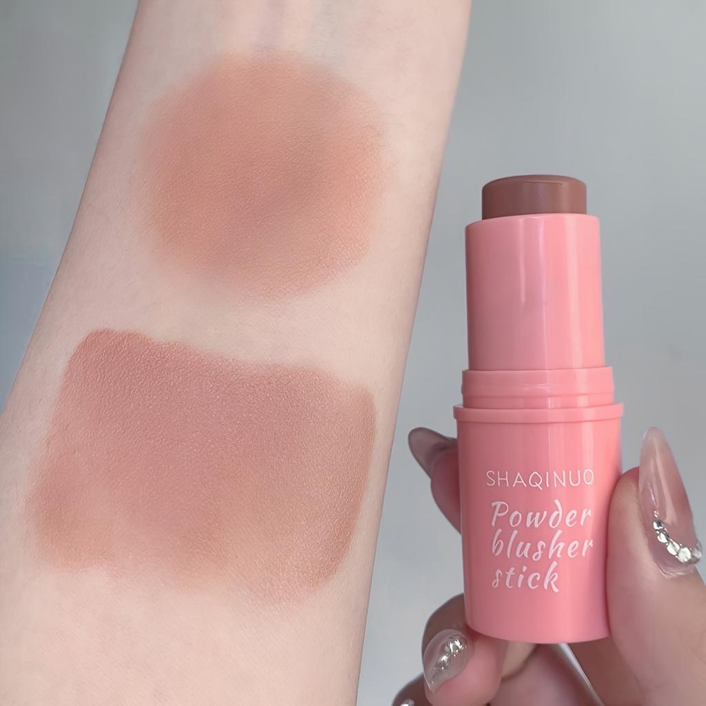 SHAQINUO Powder Blusher Stick Cream Blush Smooth Blendable Natural Matte Cheek Tint Face Makeup Long-Lasting Waterproof Cute Pink Cosmetics for Women