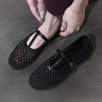 Mode Mesh Flats Vrouwen Weef Sandalen Mode Gesp Sexy Schoenen 2025 Zomer Nieuw Elegante Schoenen Comfortabel Lopen Casual Zapatillas De Mujer