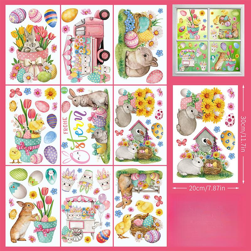 

Новый Пасхальный Кролик Пасхальное Яйцо Изоляция статические наклейки стекло окна дверь холодильник украшение A