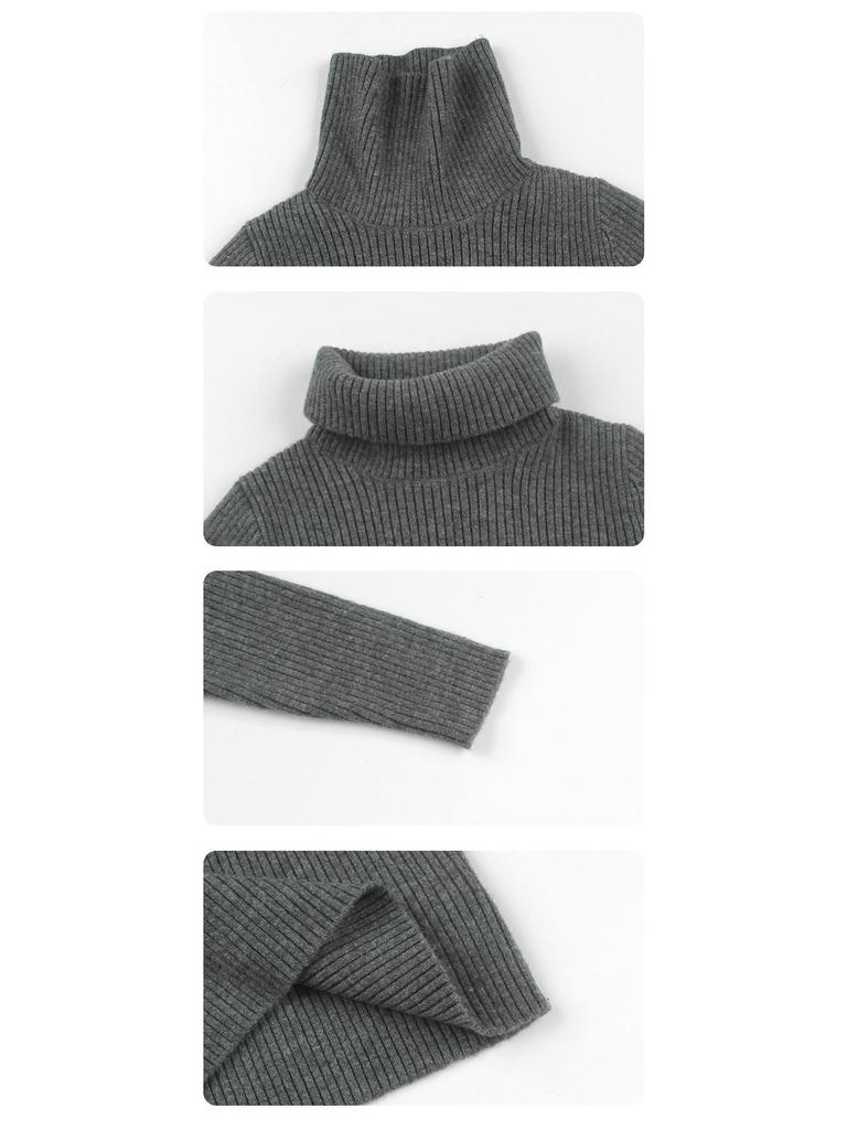 Girls' High Neck Knit Sweater - Stylish Long Sleeve Pullover for Medium & Large Children, Perfect Autumn & Winter Base Layer.