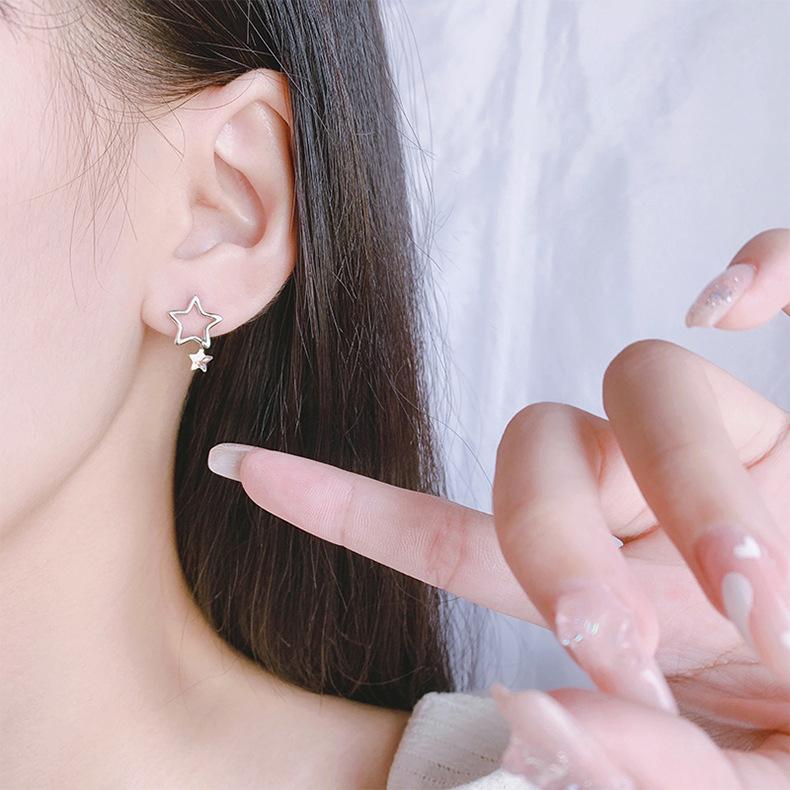 Minimalist Hollow Star Stud Earrings Versatile Mori Artistic Women Jewelry Elegant Daily Wear Accessories