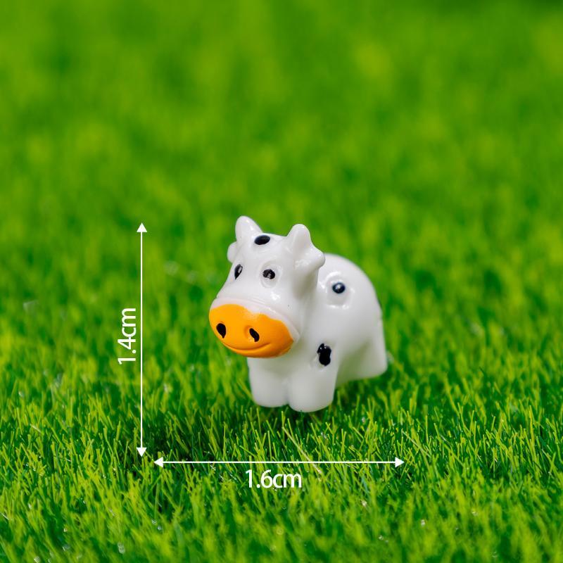 6Pcs Mini Resin Cow Figurine Set Lovely Mini Farm Animal Statue for Fairy Garden DIY Craft Home Desktop Decoration Gift