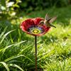 Estaca de Flor de Metal para Jardim Abelha Feita à Mão Estação de Rega Inserção no Solo Banho de Pássaro Alimentador Tigela de Bebida para Borboleta Decoração Externa para Jardim Quintal Gramado