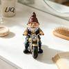 Decorative Gnome Figurine Riding Retro Motorcycle Figurine, Motorbike Dwarf Resin Statue Outdoor Sculpture Sculpture, Ornament for Home Office