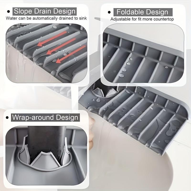 Silicone Faucet Sink Draining Mat Splashproof Waterproof Kitchen Bathroom Washbasin Base Protector Durable NonSlip Heat Resistant