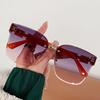 1PCS New High-end Trendy Sunglasses Metal Frameless Sliced Women's Fashionable UV Resistant Sunglasses