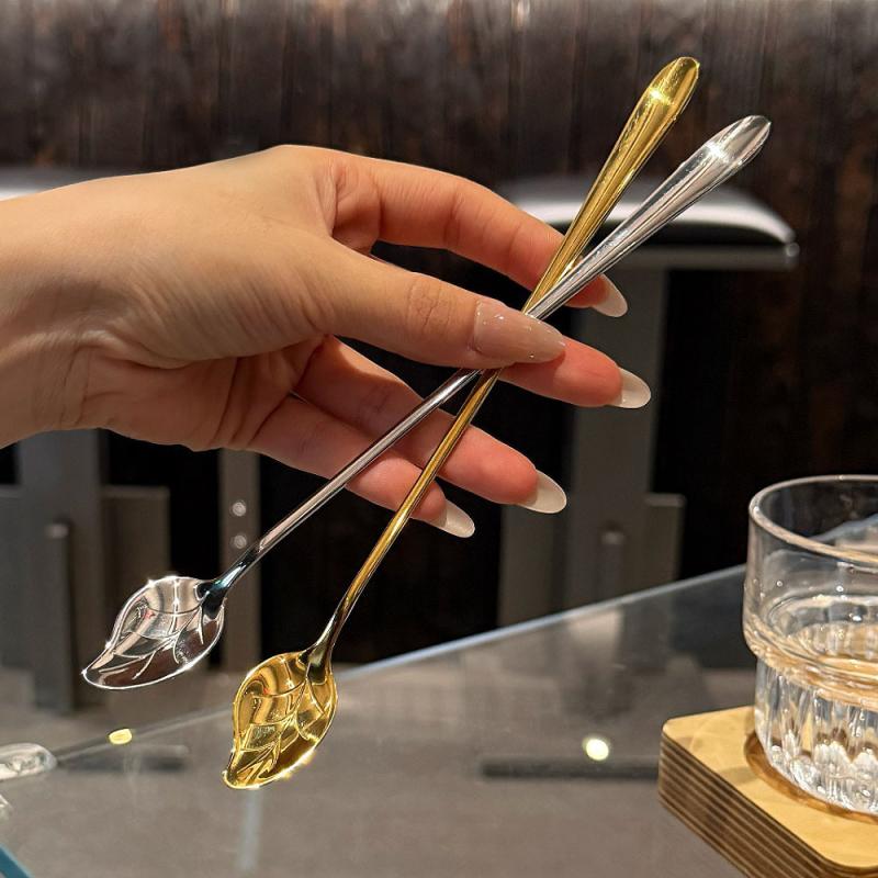 304 Stainless Steel Mixing Spoon Long Handle Dessert Spoon Milk Tea Honey Spoon Coffee Spoon Soup Spoon Lengthened Spoon