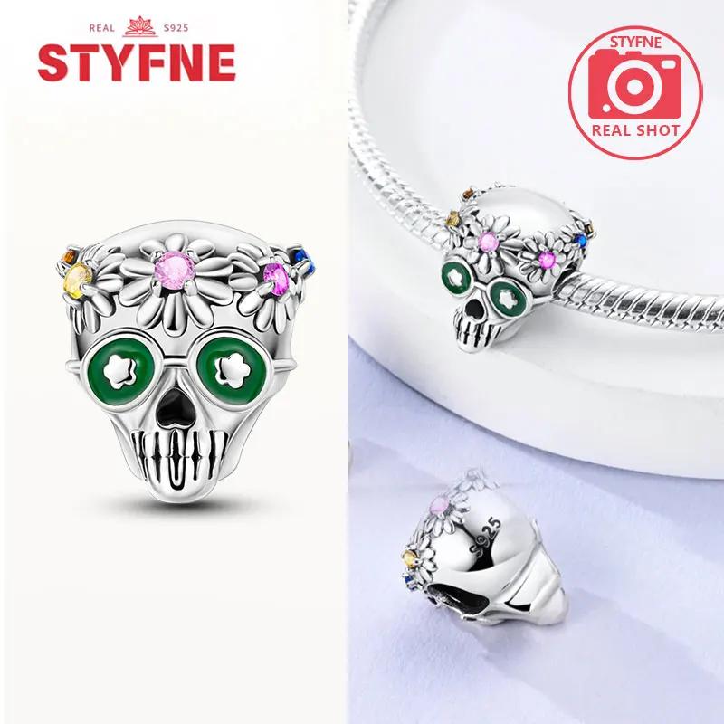 Genuine copper Luminous Halloween Charm Bead Charms Zombie Skeleton Dangle Bead Compatible With Authentic Bracelets Do It Yourself Fine Jewellery Gift