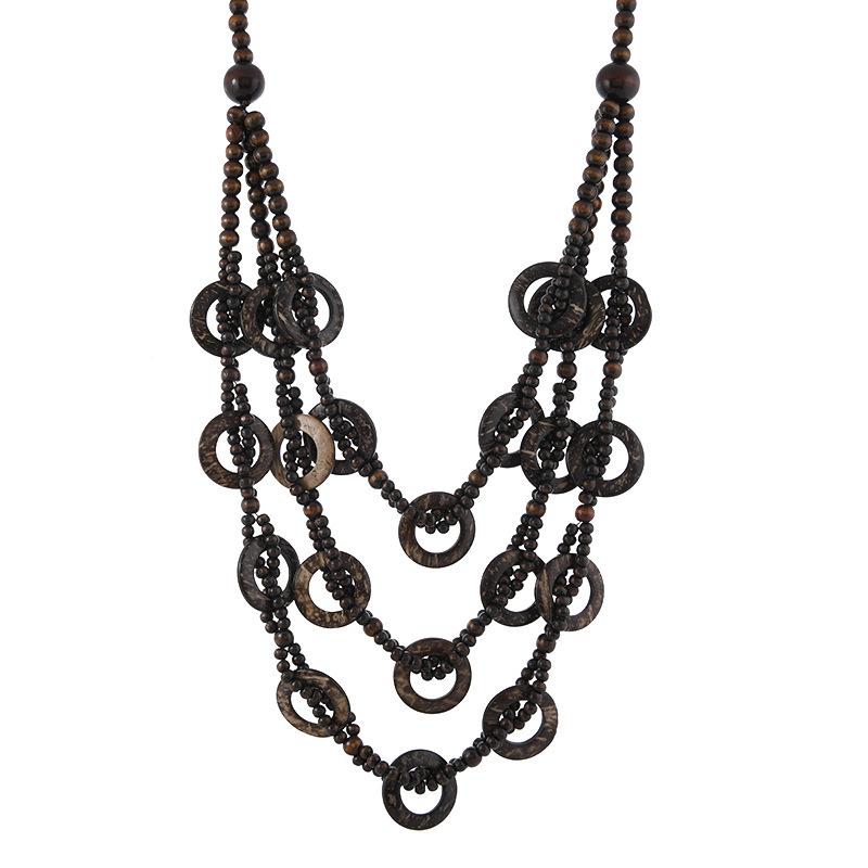 Bohemian coconut shell necklace retro multi-layered wearing long sweater chain women's niche holiday style accessories