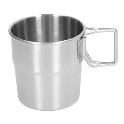 Outdoor Camping Cup 320ml Portable Stainless Steel Metal Coffee Mug with Foldable Handle for