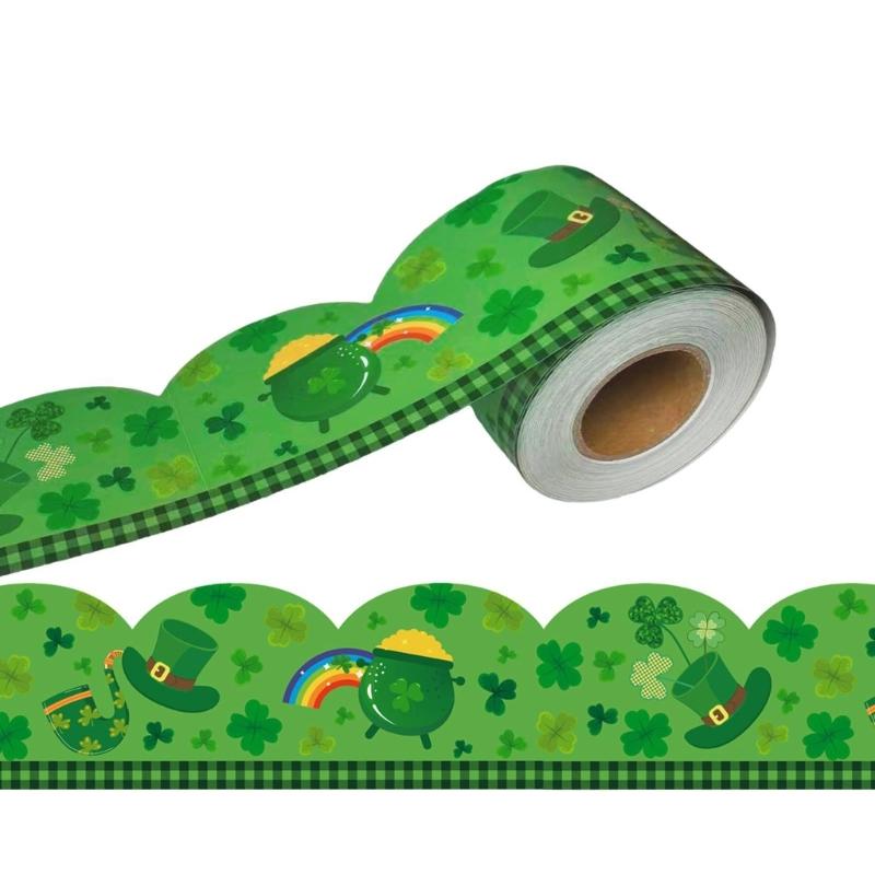 

Зеленый Клеящийся Стикер с Трилистником Декоративные Бордюры и Отделка для Доски Объявлений в Классе, Меловой Доски, Стены 10 meters