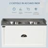 Raised Stainless Steel and Wood Dog Bowls with Drawer, 60x30x36cm, White and Grey