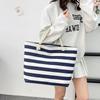 New Striped Large Capacity Shopping Bag Compilation Tote Bag