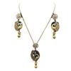 Vintage Gold Handmade Enamel 3D Relief Peacock Heavy Industry Necklace Earnail Set Marking