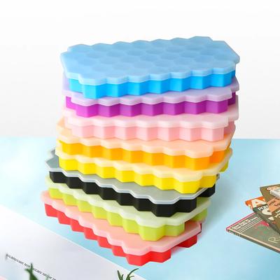 Ledo kubelių padėklas, silikoninė forma 37 tinklelio korio formos ledo kubelių gaminimo mašina be BPA ledo gaminimo aparatas su dangteliais „pasidaryk pats“ popsicle formelės ledo formelės