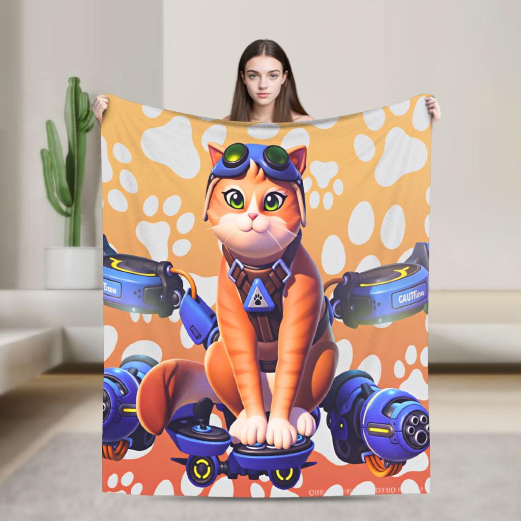 J-Jetpack Cat  Super Warm Blanket  Camping Plush Throw Blanket Street Trend Couch Chair Flannel Bedspread Sofa Bed Cover