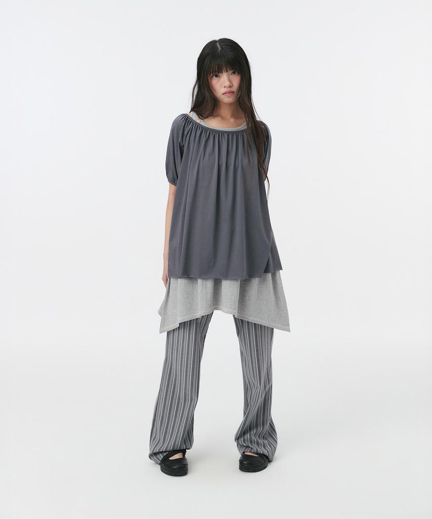 Ohesio Stripe Bootscut Banding Pants, Gray