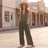 Macacões Curtos Para Mulheres Decote em V Profundo Sem Mangas Macacão de Peça Única Caimento Solto Macacão de Trabalho Vestido Casual Elegante Macacões de Verão