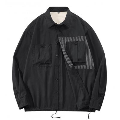 Men's Casual Jacket Shirt Versatile Workwear Large Pocket Lapel Mid Top Jacket