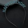 Happy Birthday Headband for Rhinestone Letter Headwear Birthday Tiara Hair Band Shiny Crystal Headpiece Party Supplies  Lake blue
